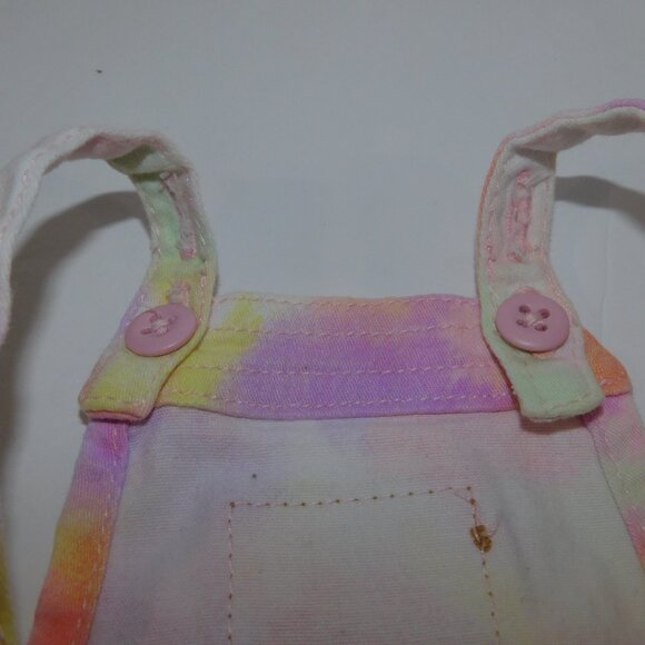 Levi's Baby Girl 24m Pink Yellow Purple Tie Dye Shortalls Short Overalls - Picture 11 of 12